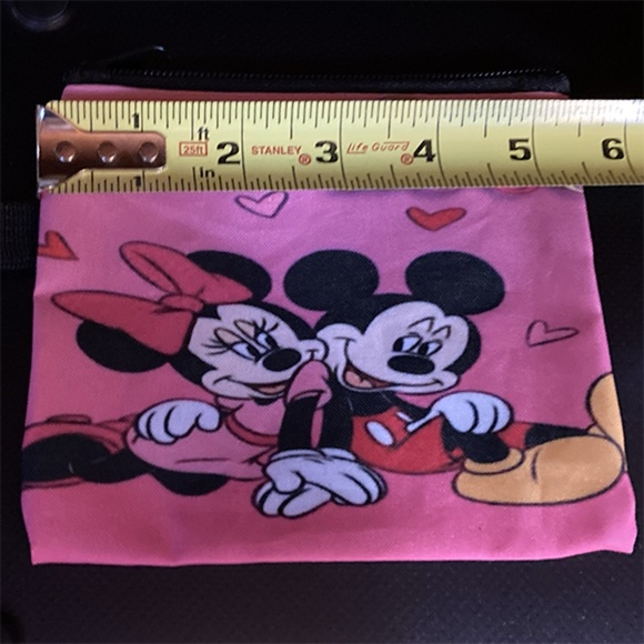 Disney Mickey Minnie Coin Purse Made Of 100% Polyester, Portable Makeup Bag - Picture 2 of 7